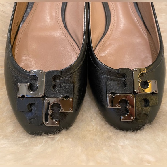 Tory Burch Lowell Black Leather Ballet Flat Size 6 - Picture 2 of 5
